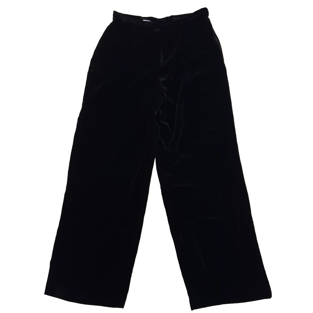 Rena Rowan Pants Black Velvet Rayon Silk Blend Lined Elastic Waistband Sz 12 NEW